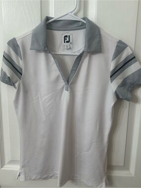 Foot Joy Polo Baby Pique Sleeve Stripe Golf Shirt, XS
